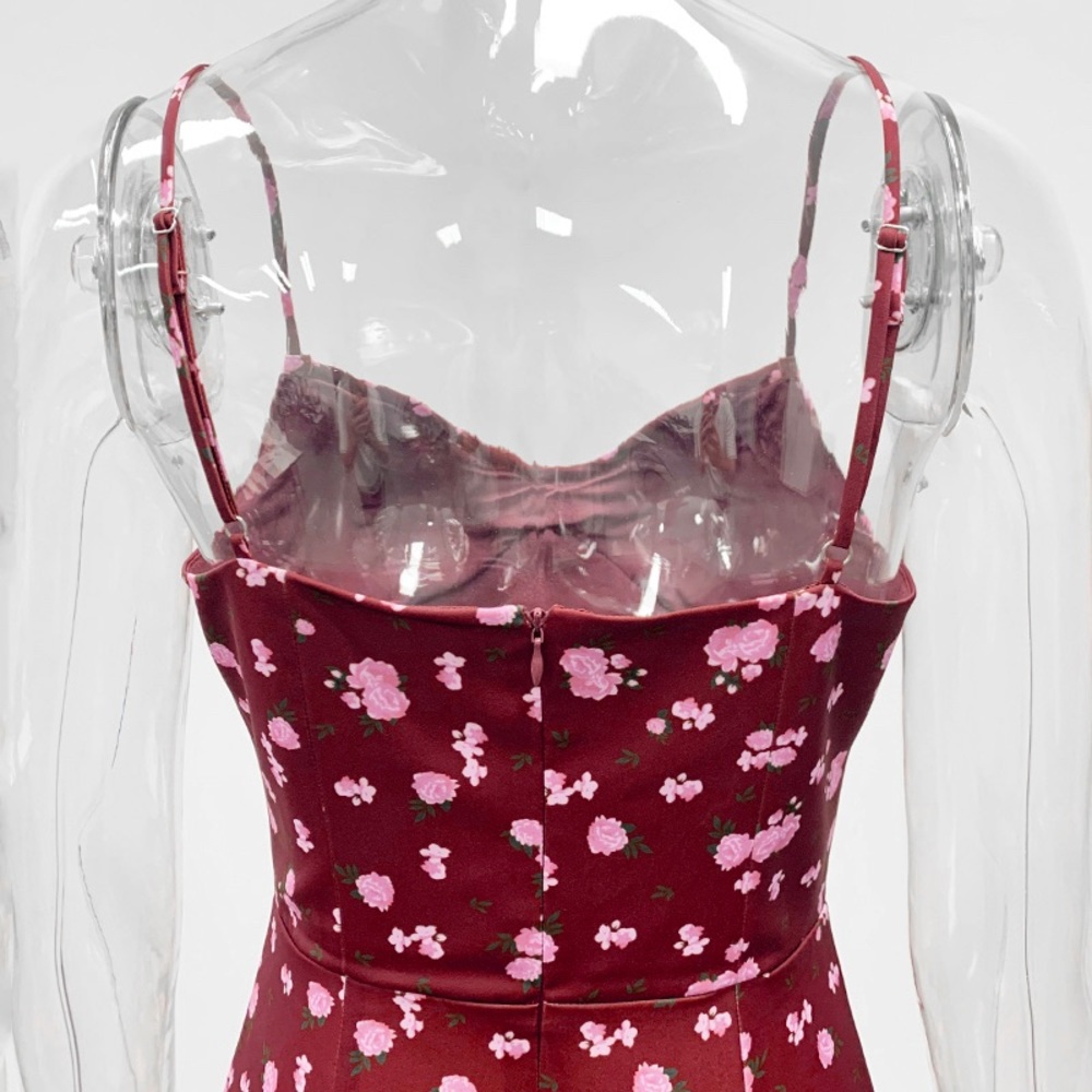 Casual Strapless Split Spaghetti Strap Dress - image 8